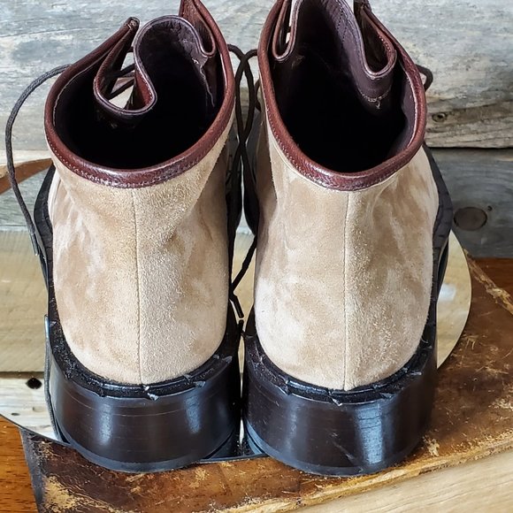 Goffredo Fantini Italian Suede lace-up Ankle Boots Two-Tone - Picture 3 of 8